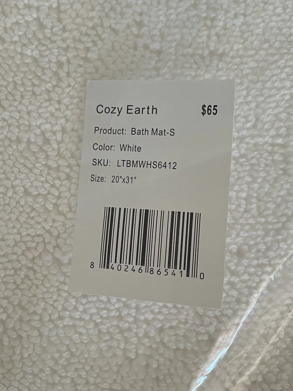 NWT Cozy Earth White Bath Mat